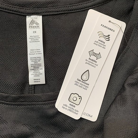 RBX Breezy Textured Jacquard Tank Top Plus Size 2X Black - Picture 5 of 6